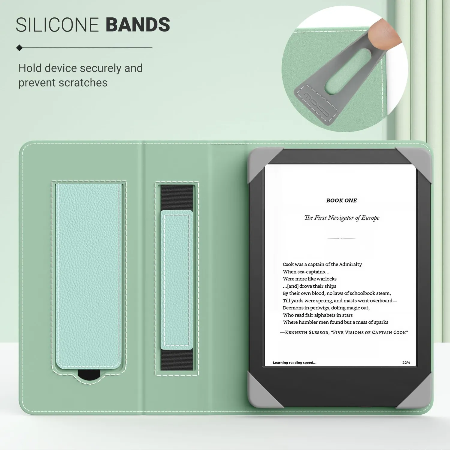 MoKo Kindle 6 pollici custodia verde tequila litchi stand