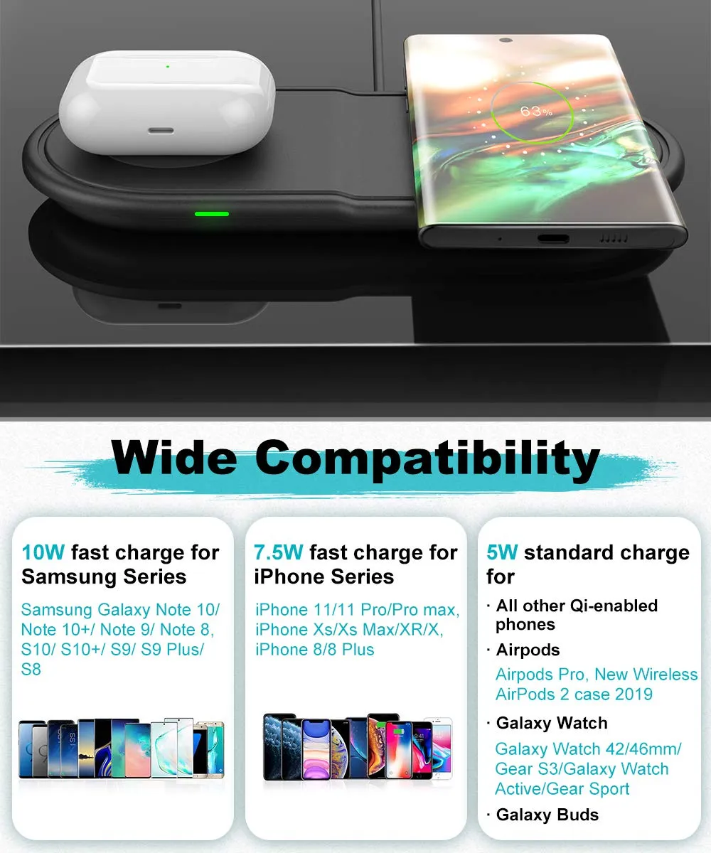 MoKo Stazione Ricarica Wireless Qi Rapida 3in1
