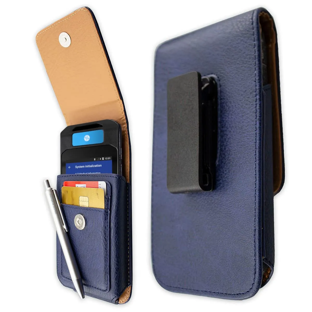 caseroxx Dexcom DBLG1 custodia pelle blu cintura carte