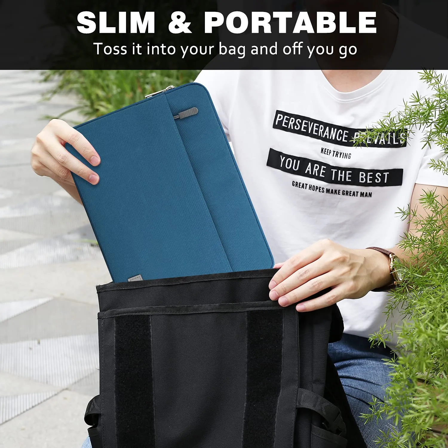 MoKo Sleeve Tablet 9-11 Pollici Blu Pavone con Zip