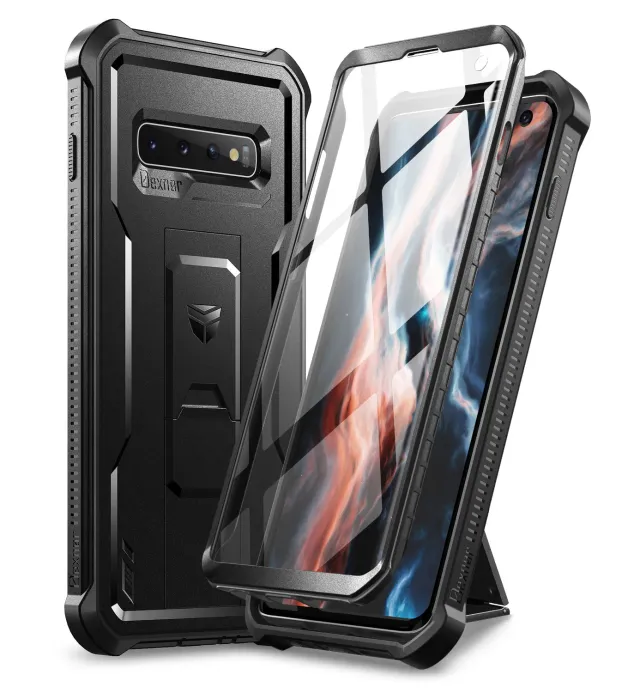 Dexnor Galaxy S10 Plus cover rugged nera con kickstand