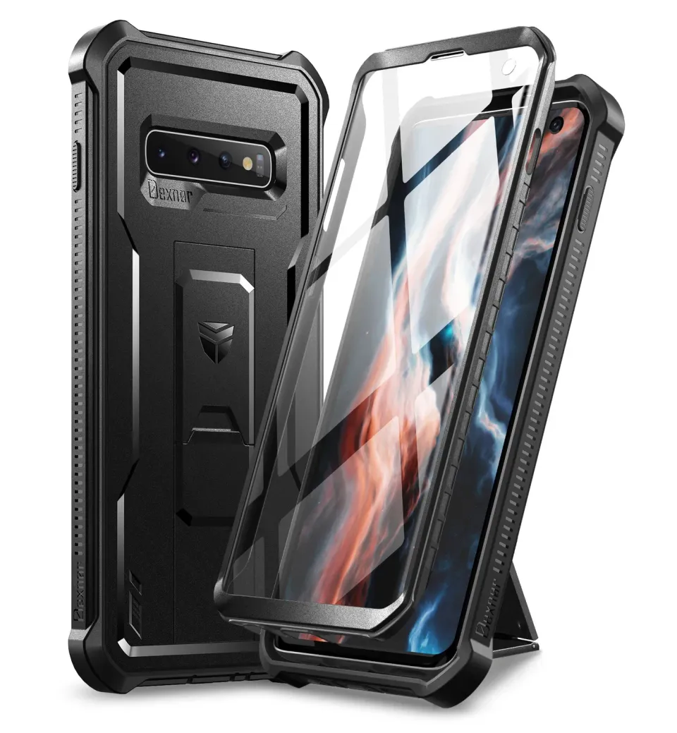 Dexnor Galaxy S10 Plus cover rugged nera con kickstand