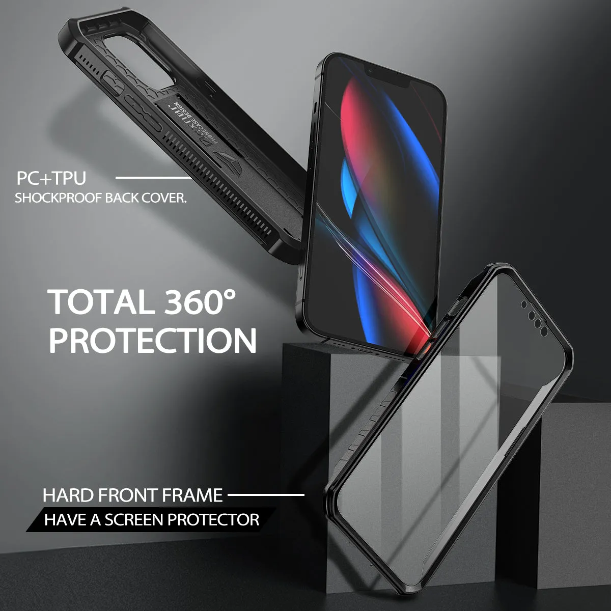 Dexnor iPhone 13 Pro custodia nera antiurto con cavalletto