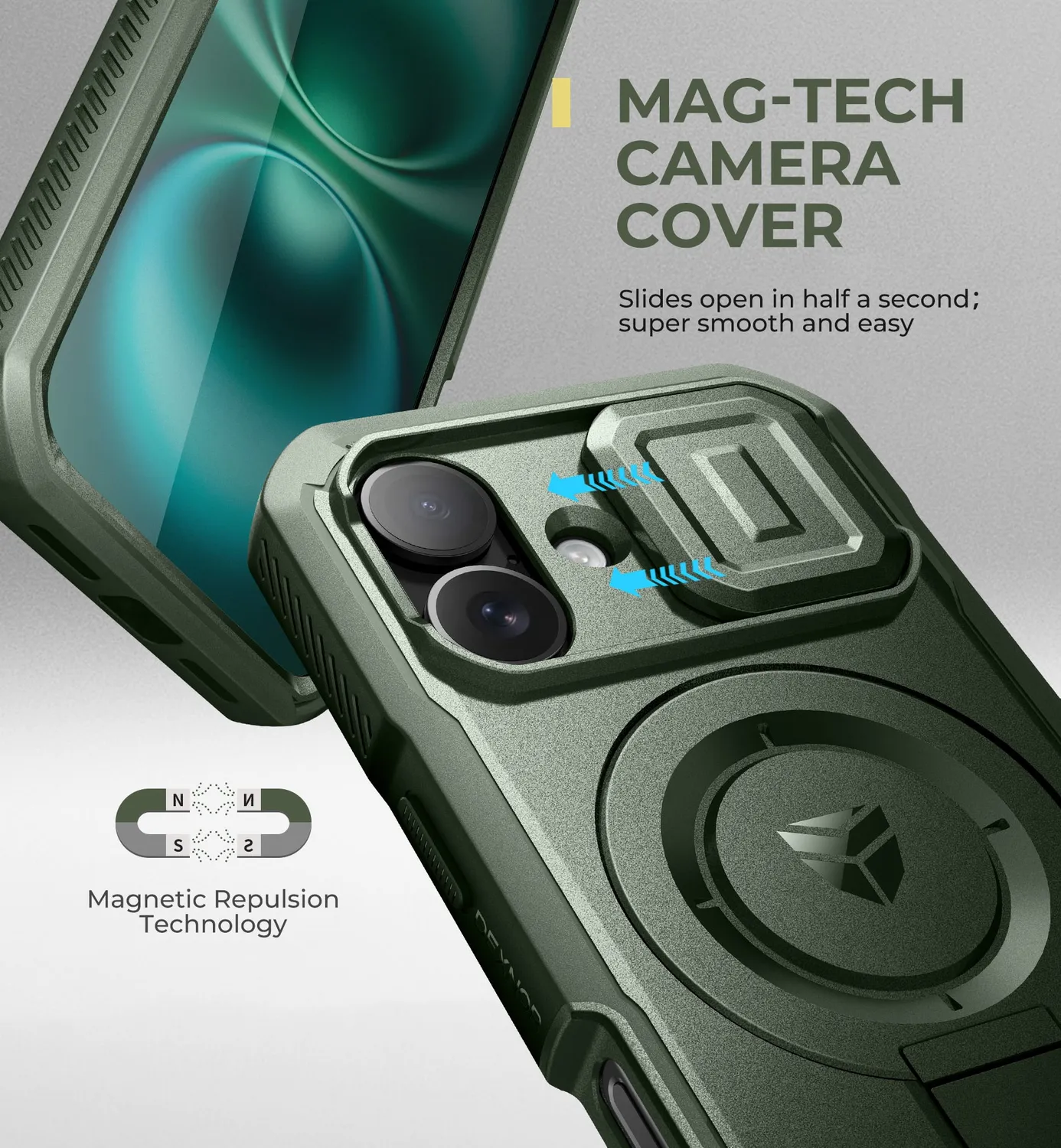 Dexnor iPhone 16 cover verde MagSafe antiurto