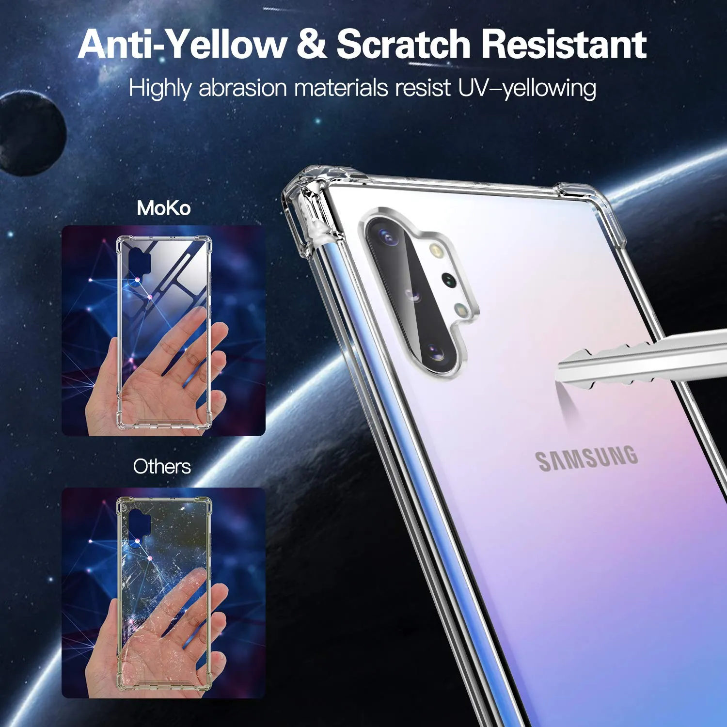 MoKo Galaxy Note 10 Plus custodia trasparente antagraffi
