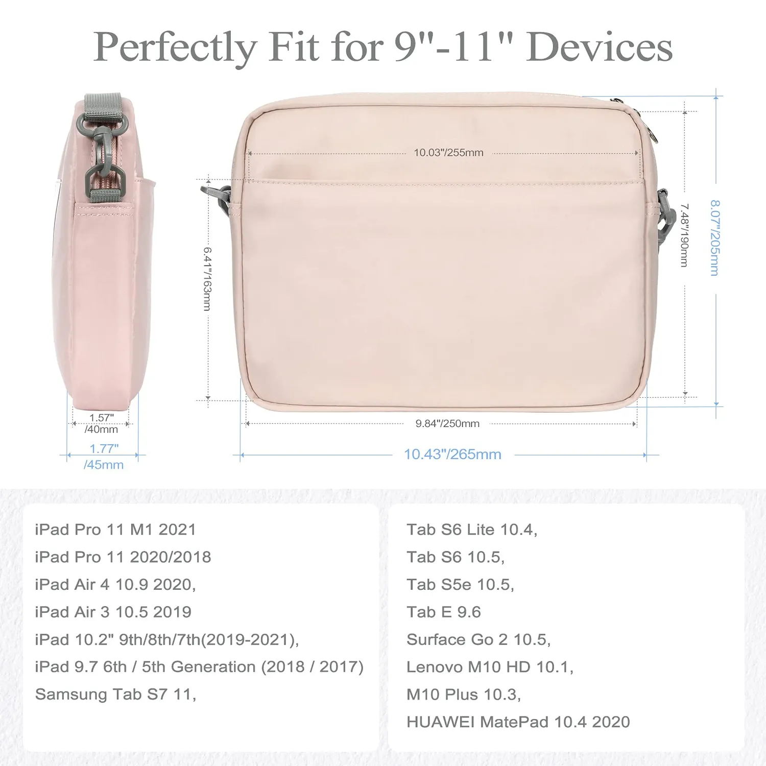 MoKo Borsa Tablet 9-11 Pollici Tracolla Rosa Imbottita