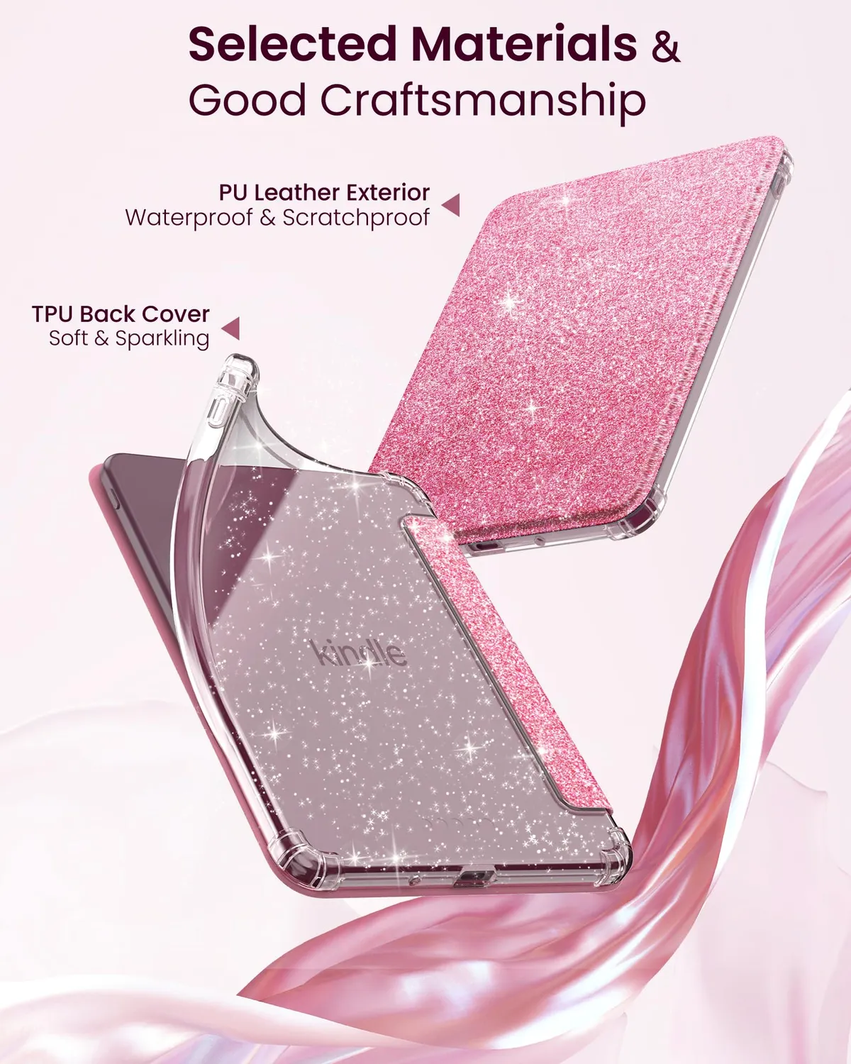 MoKo Custodia Kindle Paperwhite 13a Gen 7" Rosa Glitter TPU