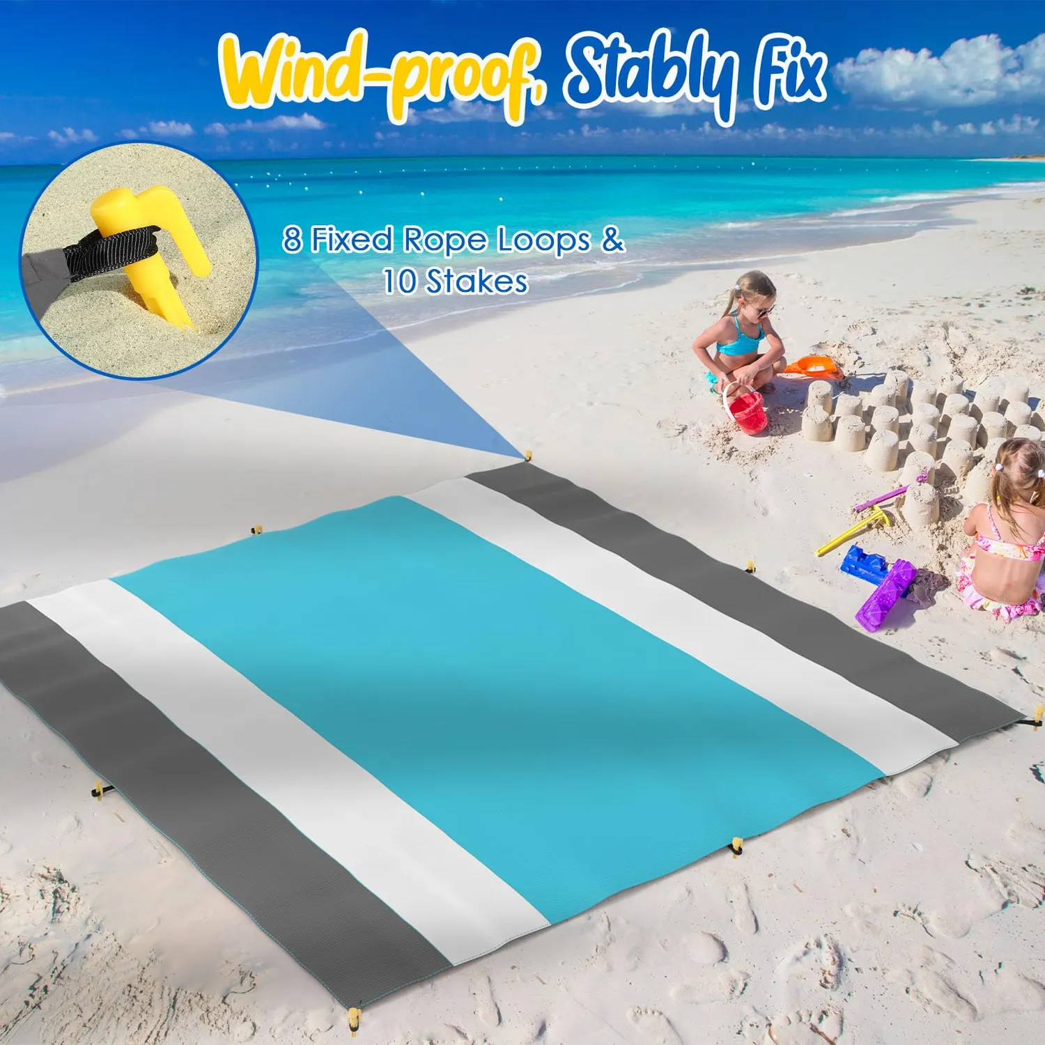 MoKo coperta spiaggia 300x300 telo verde menta antisabbia