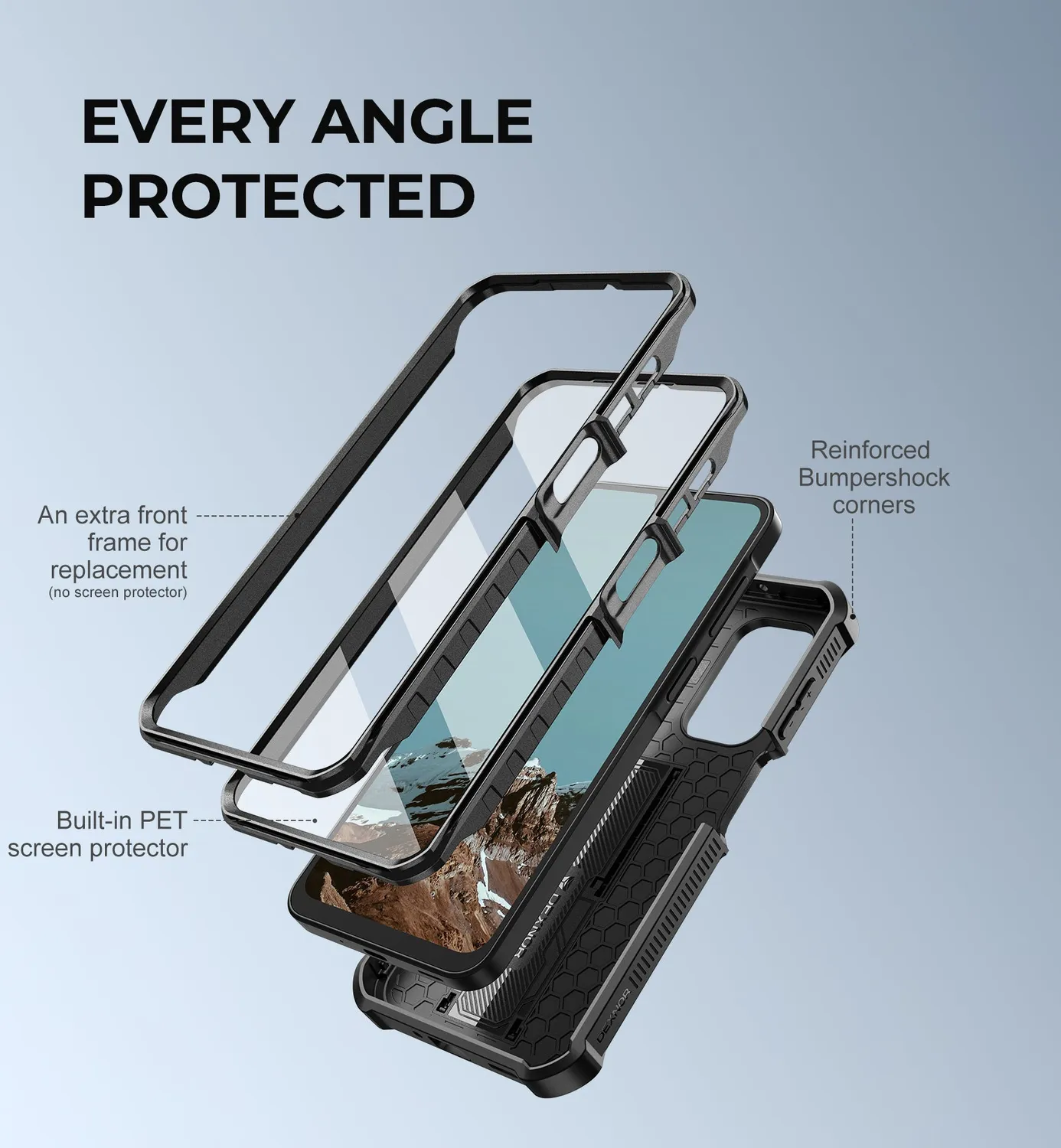 Dexnor cover Galaxy A17 5G nera con coprilente e stand