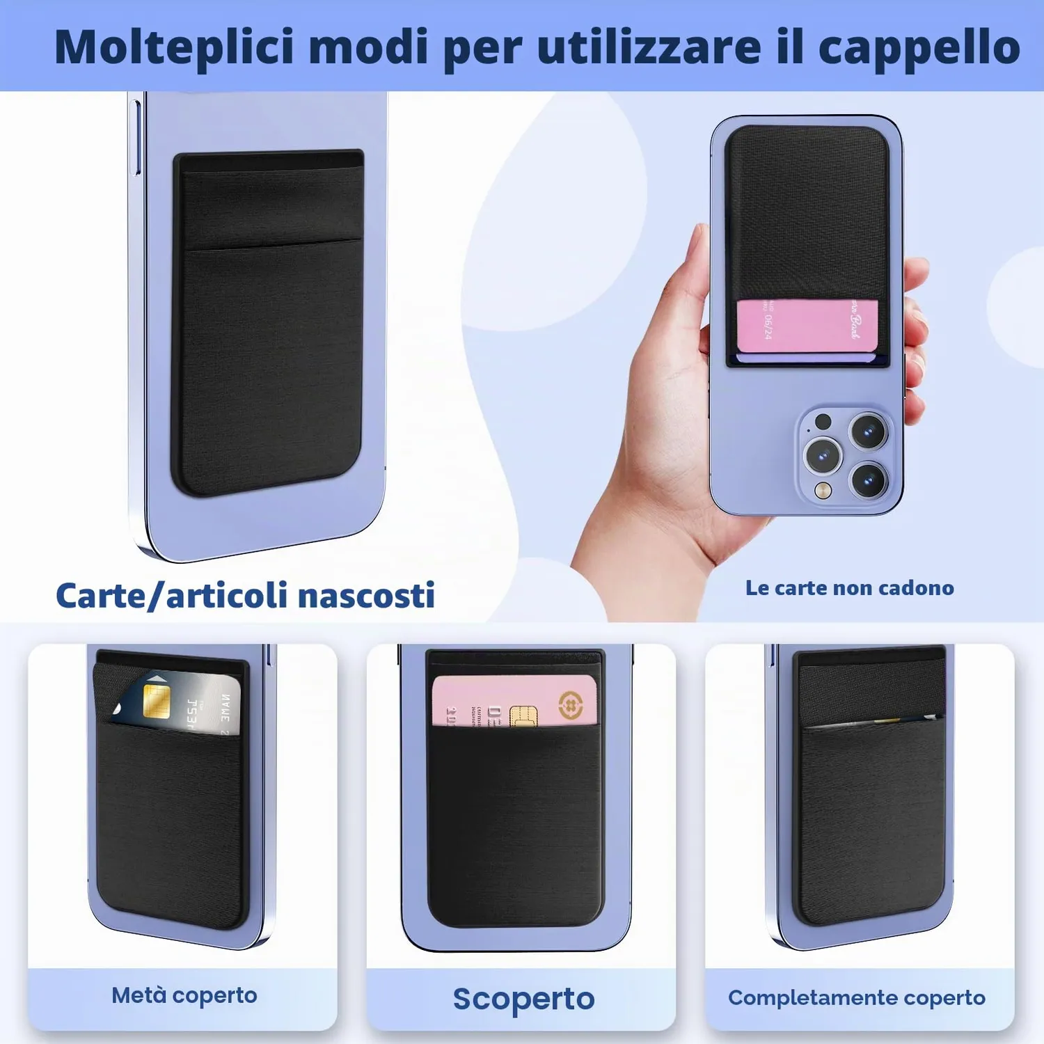 CloudValley MagSafe wallet 5 carte nero pelle vegana