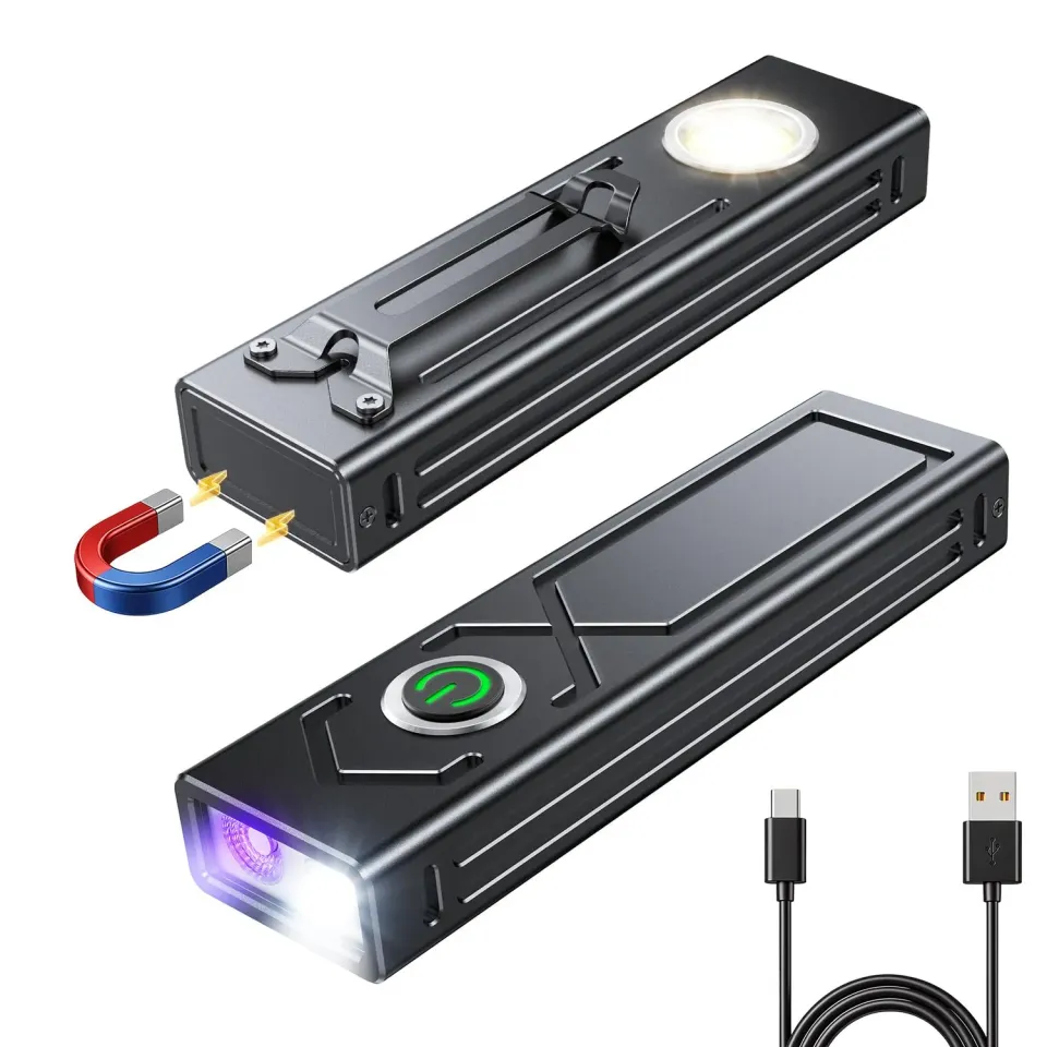 EOIWUY Torcia LED Ricaricabile 1300 LM 4-in-1 UV Magnetica