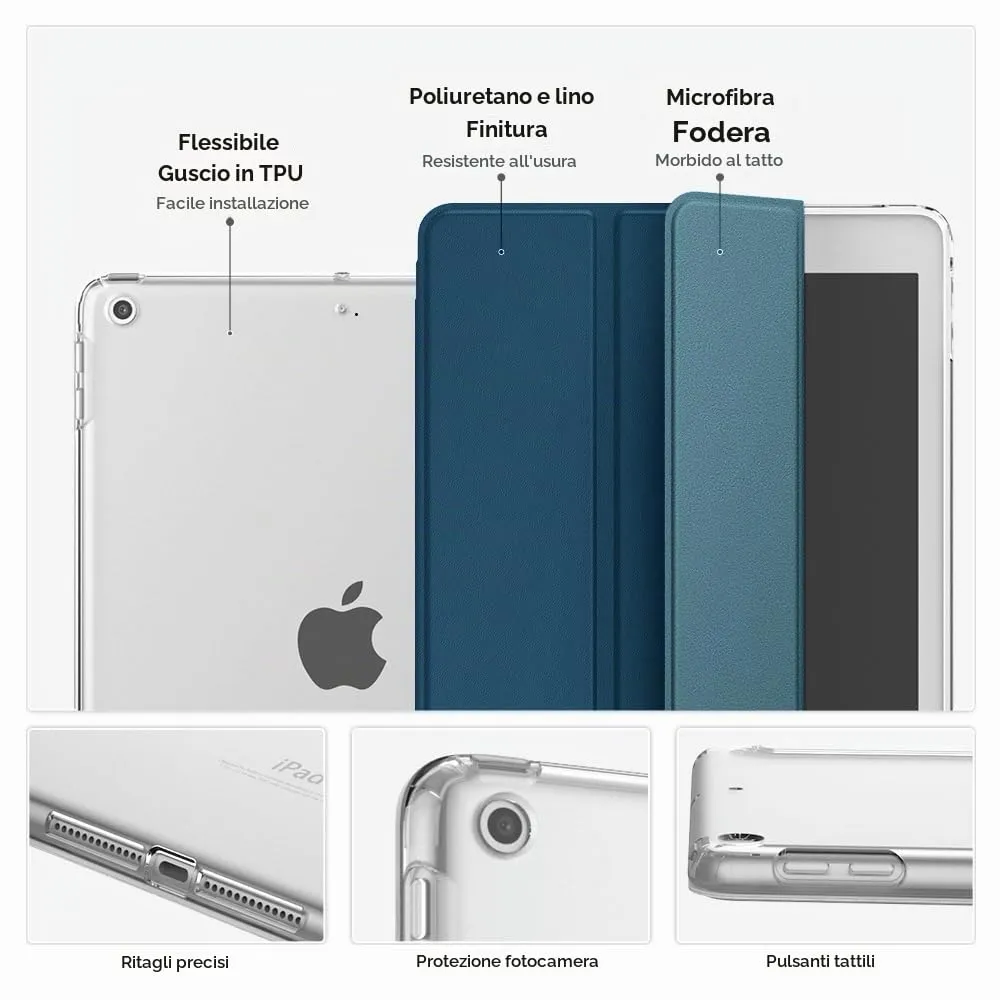 MoKo iPad 10,2" 7/8/9 Gen cover blu cobalto stand
