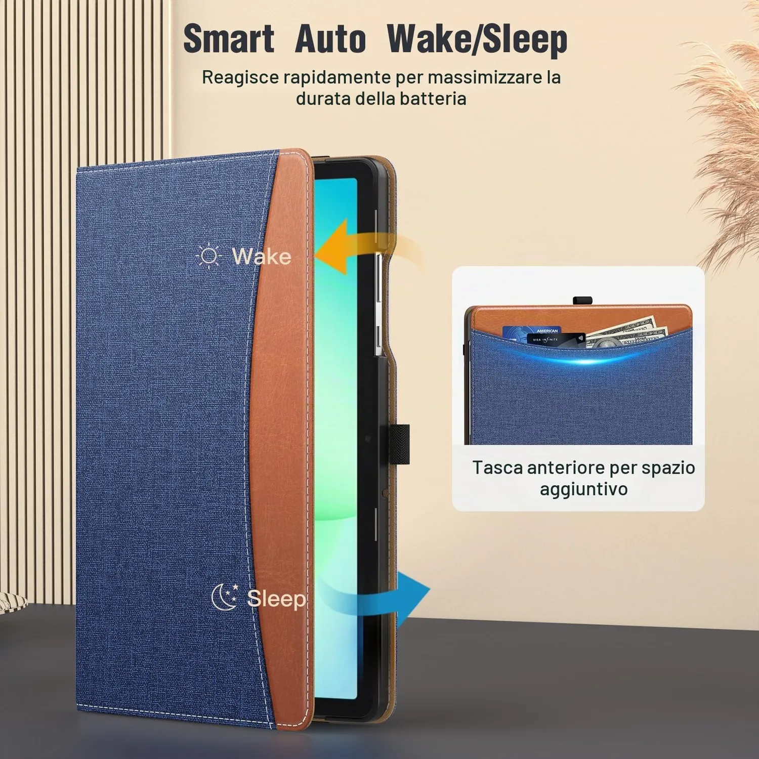 MoKo Cover Samsung Galaxy Tab A11+/A9+ 11" Denim Blu Marrone