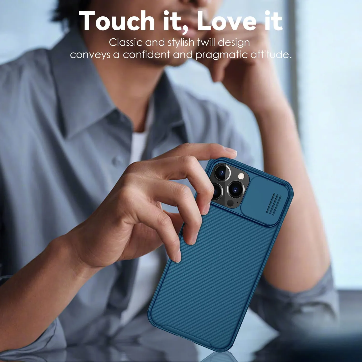CloudValley Custodia iPhone 14 Pro Max Blu Antiurto con Coprilente