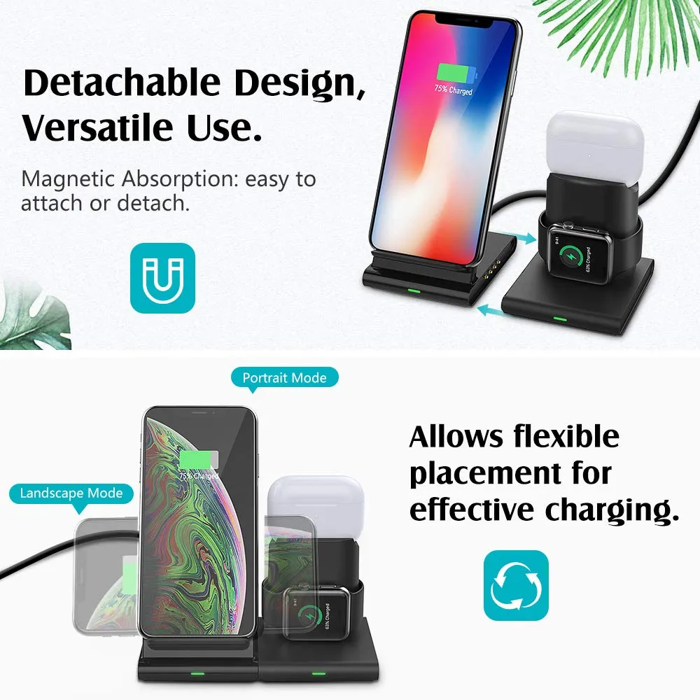 MoKo Stazione Ricarica Wireless 3in1 iPhone Watch AirPods QC3.0