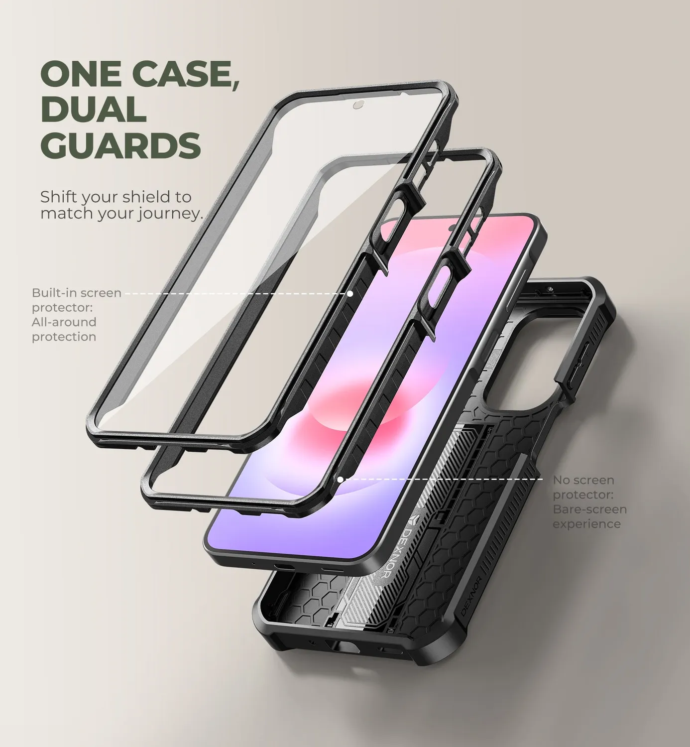 Dexnor Galaxy A27 5G cover nera antishock 6,7" con stand