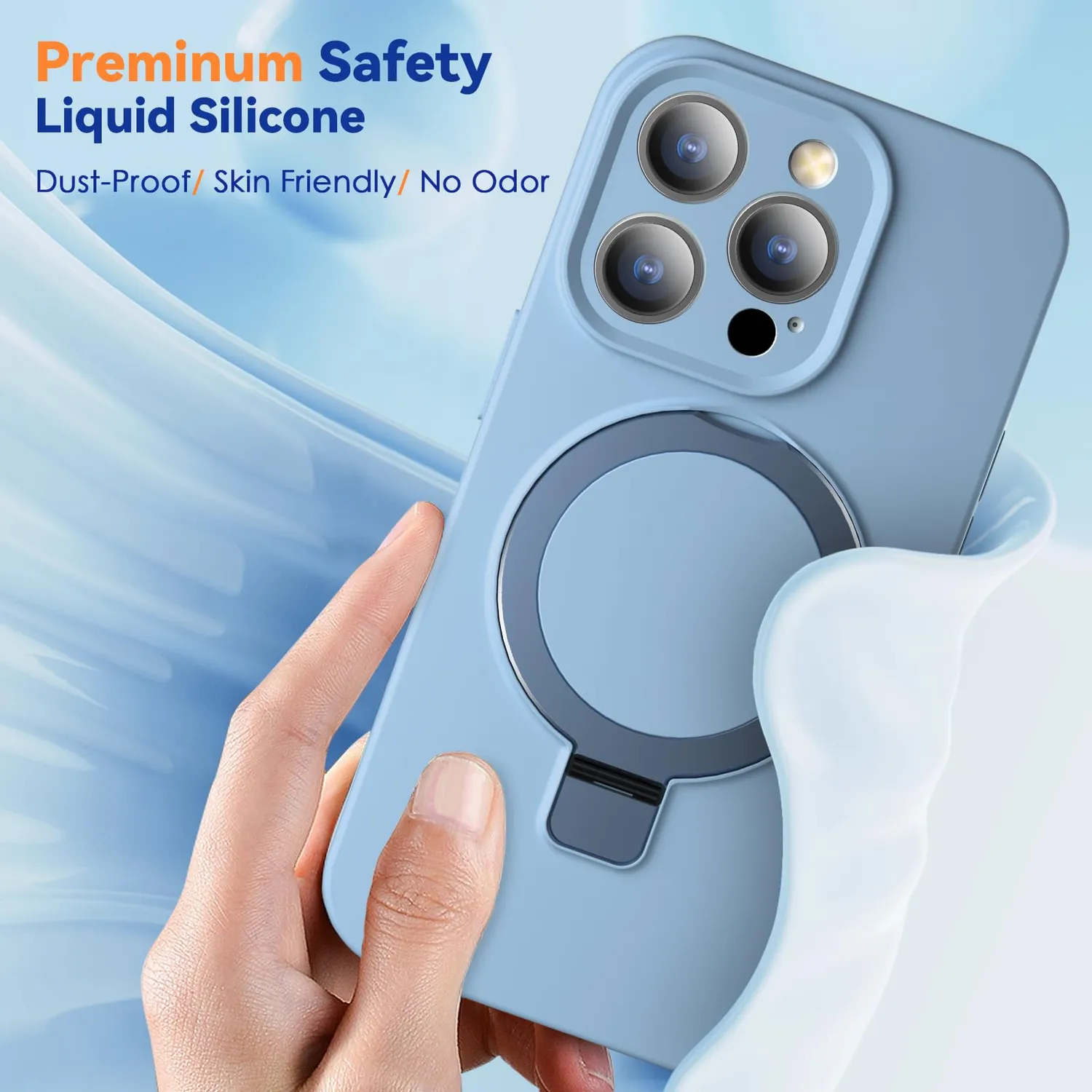 CloudValley Cover Magnetica iPhone 14 Pro Max custodia silicone blu chiaro