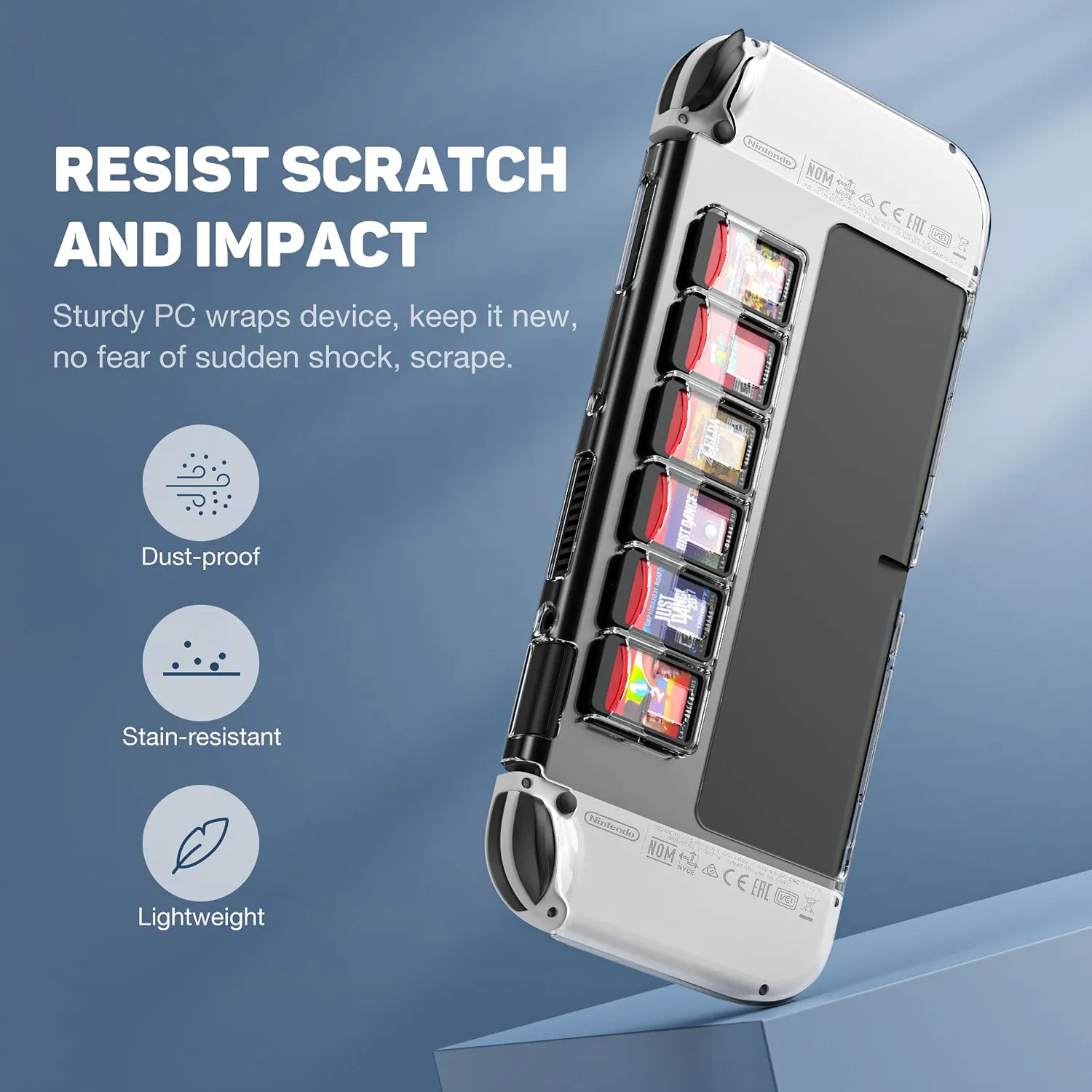 MoKo Switch OLED cover trasparente blu kit 9 pezzi