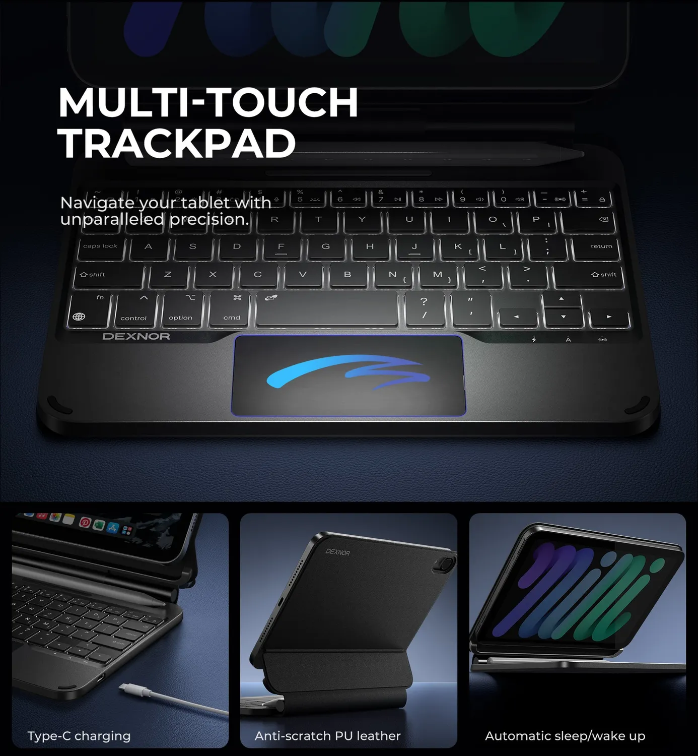 Dexnor iPad Mini 6 custodia tastiera nero magic style