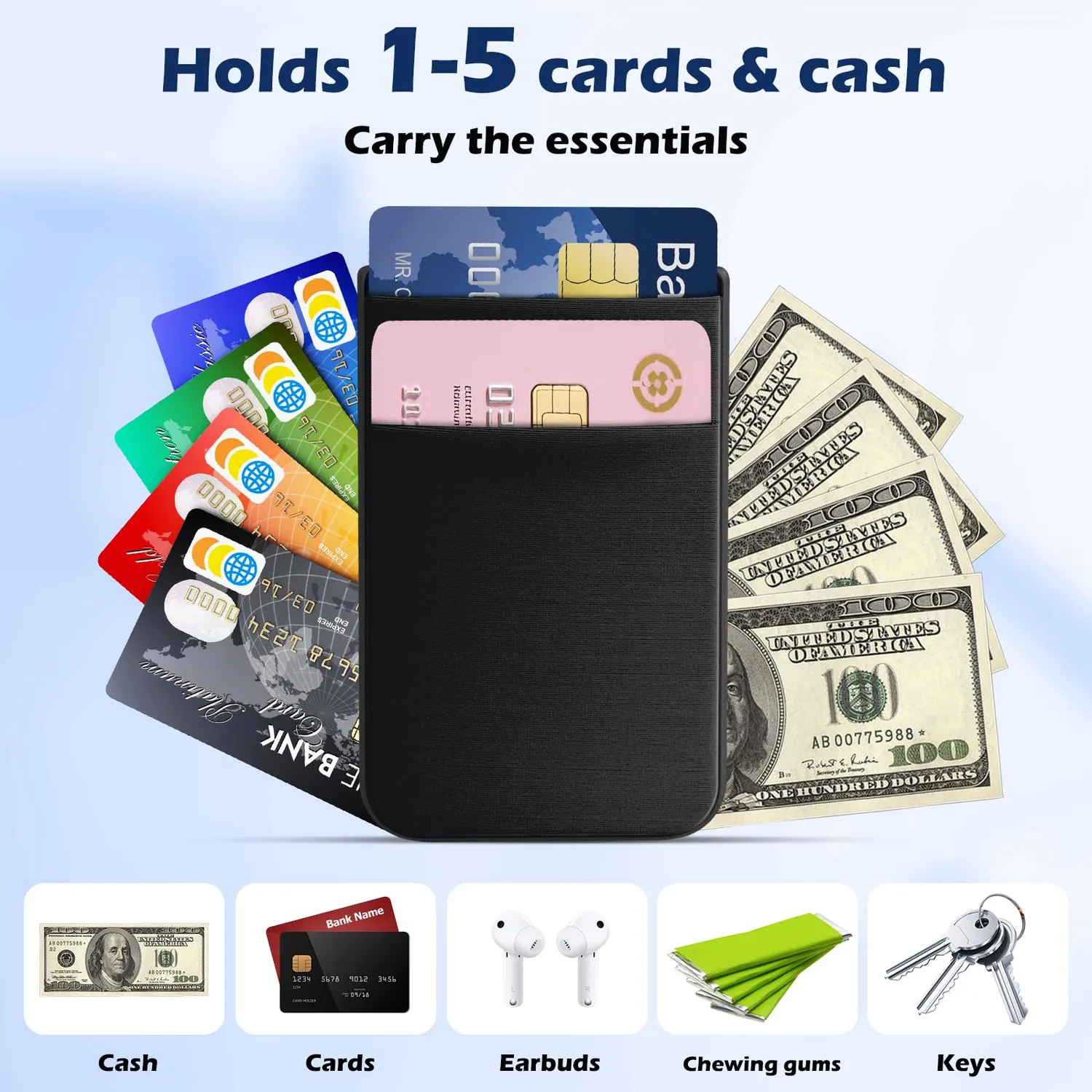 CloudValley MagSafe wallet 5 carte nero pelle vegana