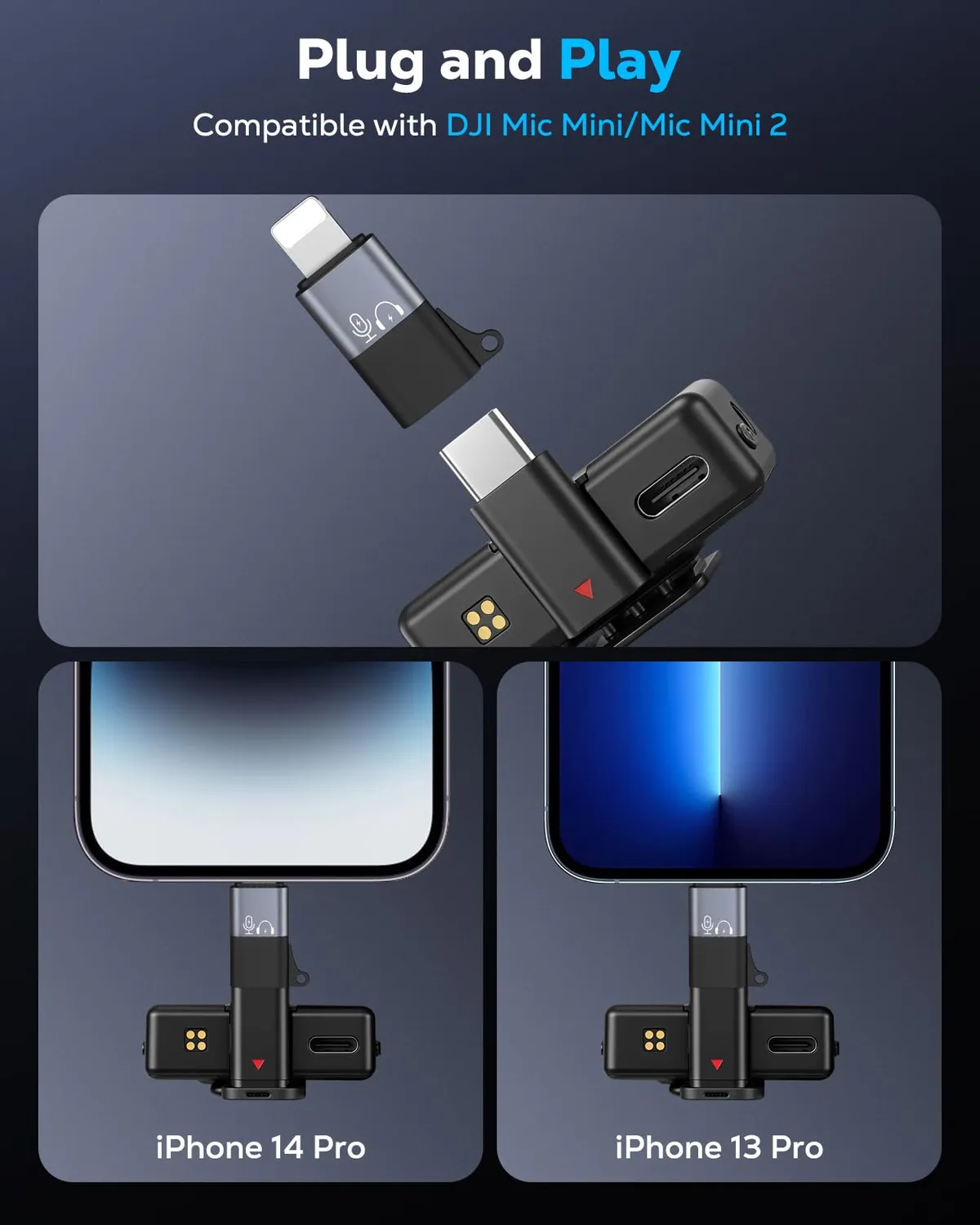 MoKo Adattatore USB-C Lightning DJI Mic Mini grigio
