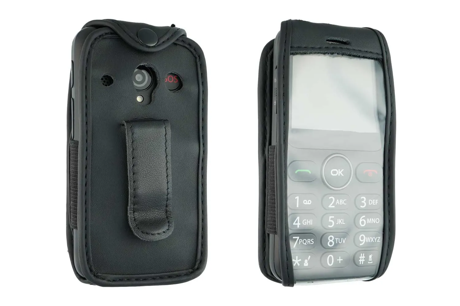 caseroxx per Alcatel 30.85 borsello pelle nero con clip