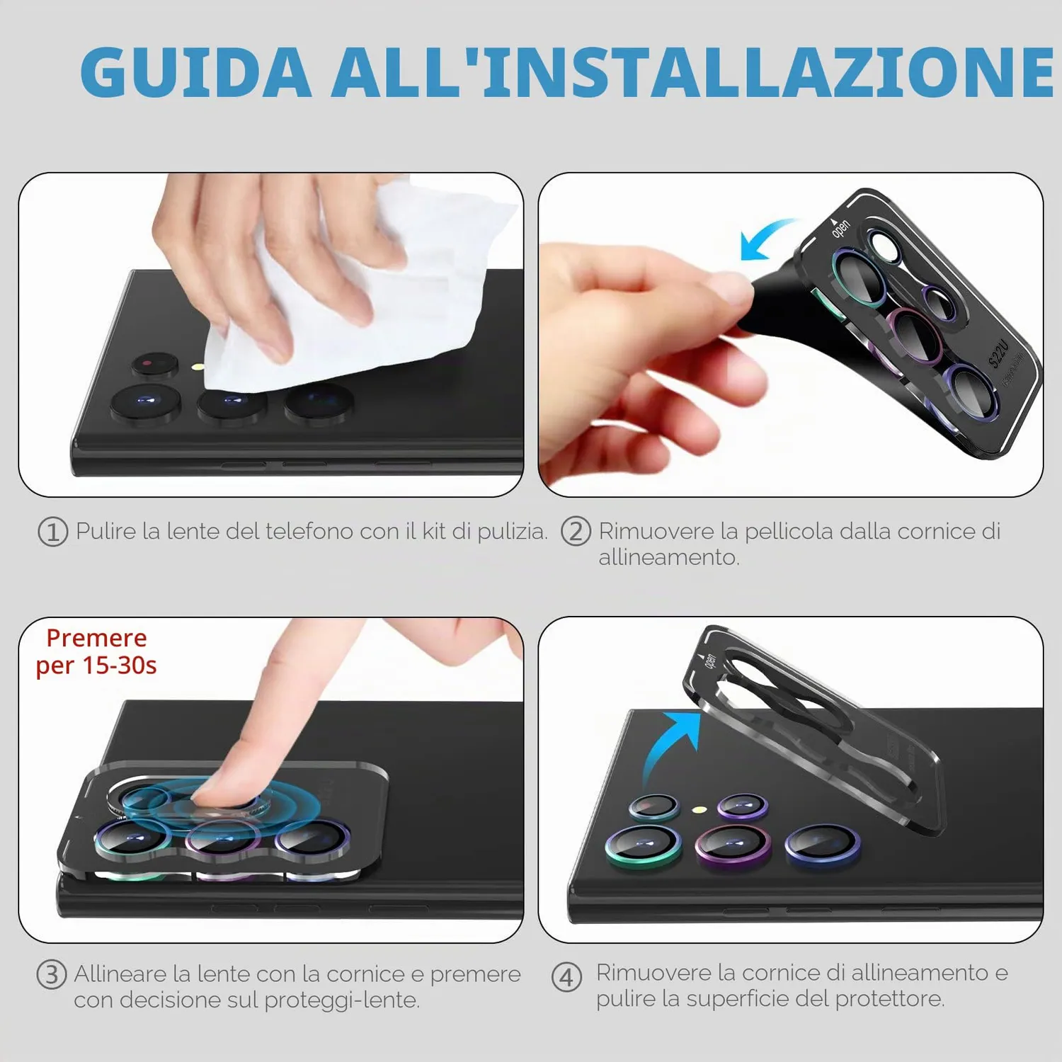 CloudValley Galaxy S22 Ultra vetro fotocamera colorato 5pz