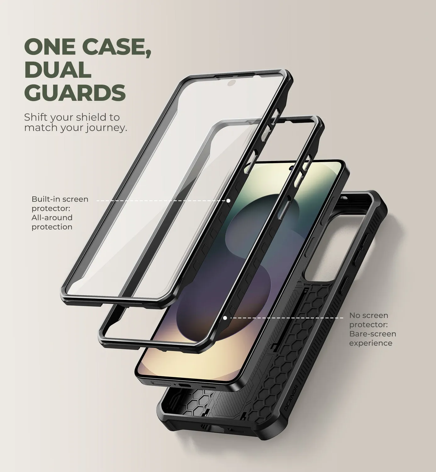 Dexnor Galaxy S26 Plus cover nera con copricamera antiurto