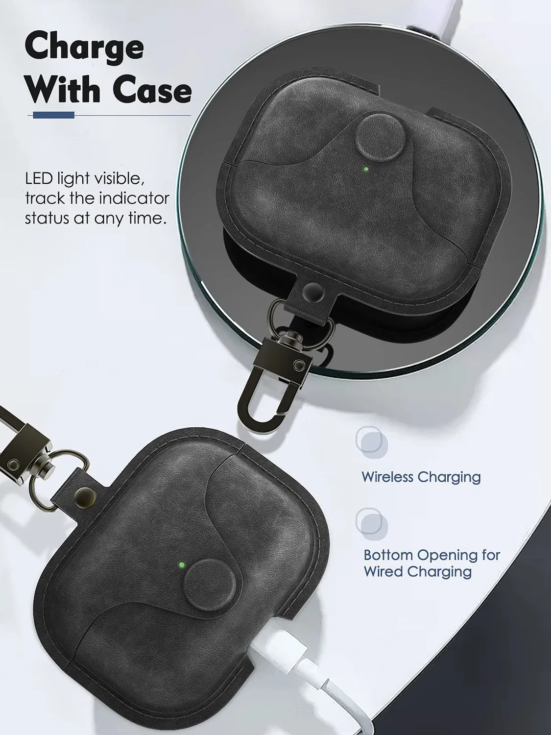 MoKo Custodia AirPods 3 Pelle PU Nera Magnetica