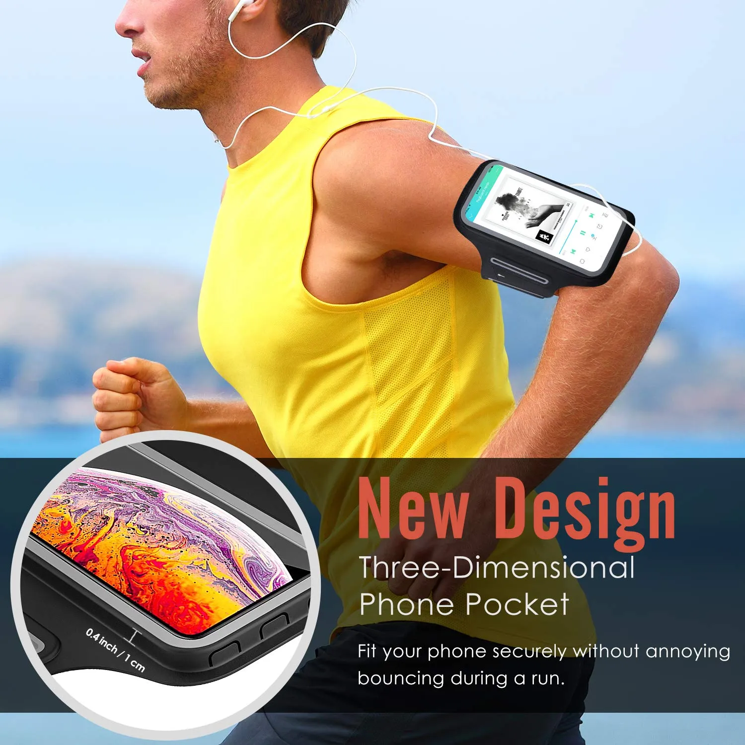 MoKo fascia braccio running smartphone 6,5 pollici nero