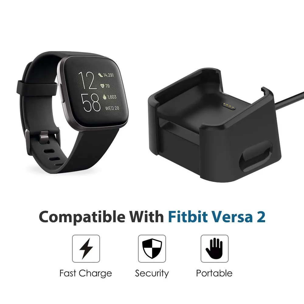 MoKo Caricatore Fitbit Versa 2 nero 2 pezzi USB