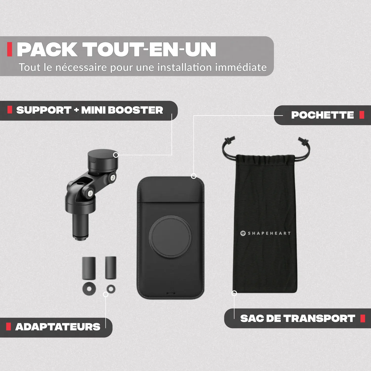 Shapeheart Mini Boost Supporto Telefono Moto Sterzo XL Antivibrazioni