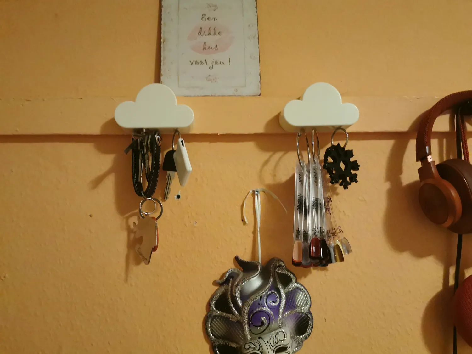 MoKo Portachiavi Magnetico Muro Nuvola 2 Pz ABS Bianco