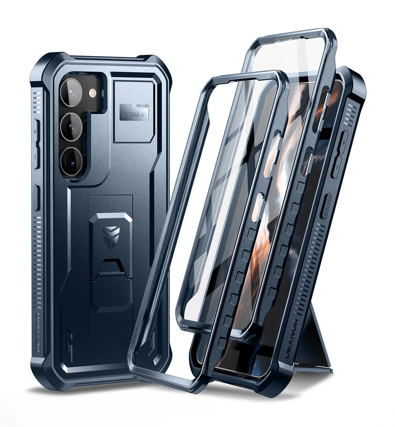 Dexnor Custodia rugged Galaxy S23 nera con kickstand