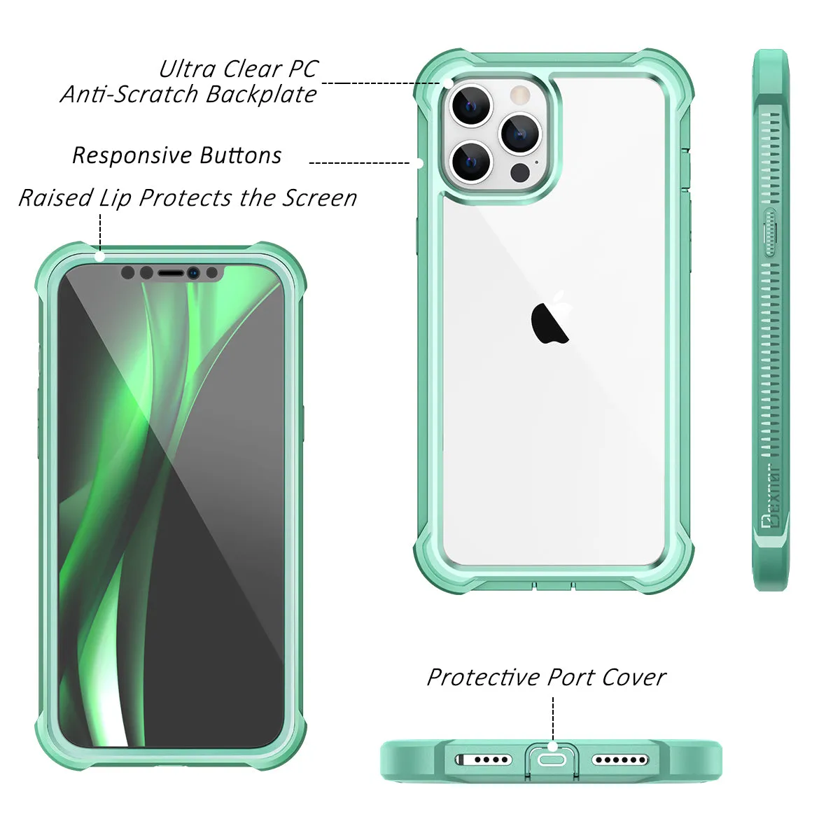 Dexnor iPhone 12 Pro Max cover verde antishock 360