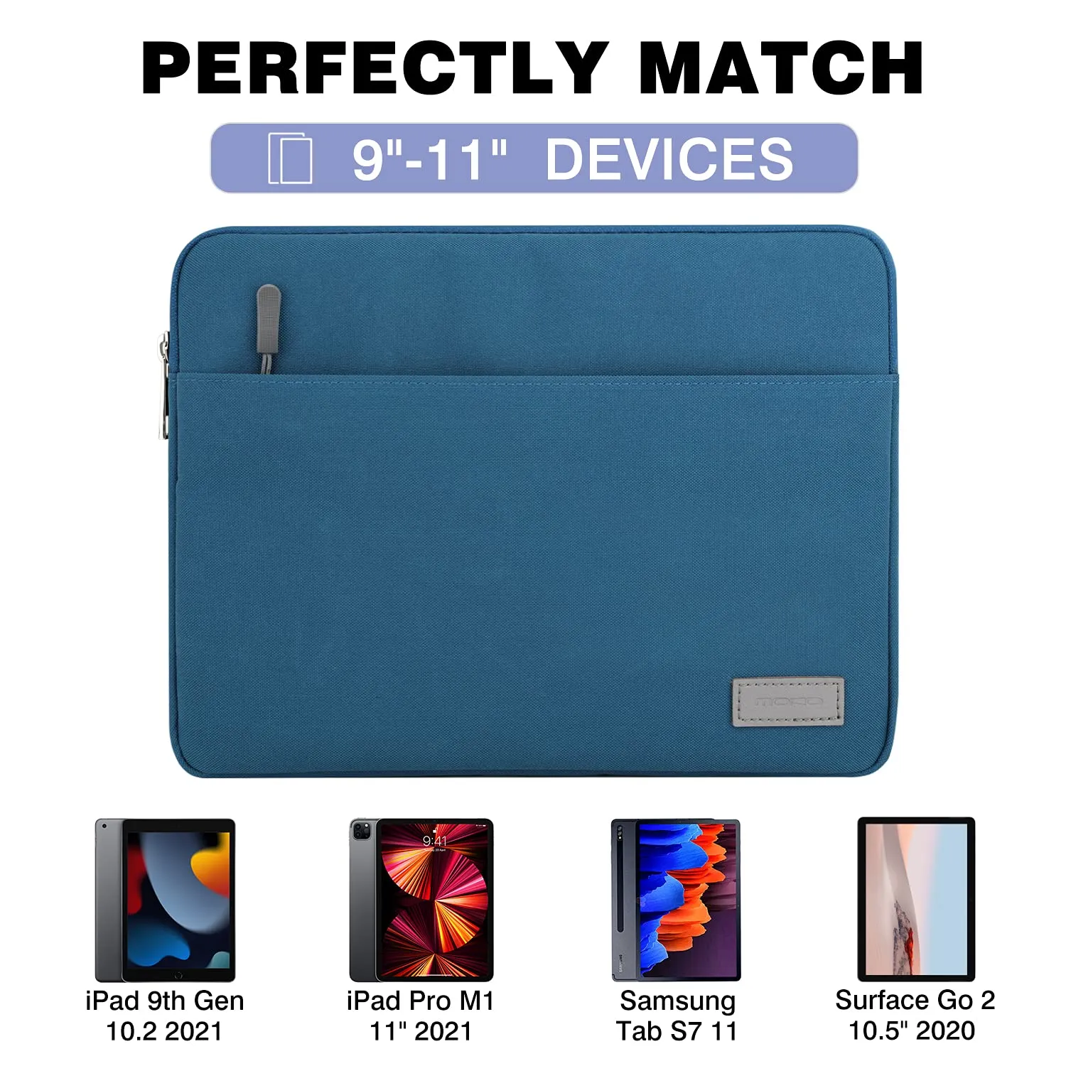 MoKo Sleeve Tablet 9-11 Pollici Blu Pavone con Zip