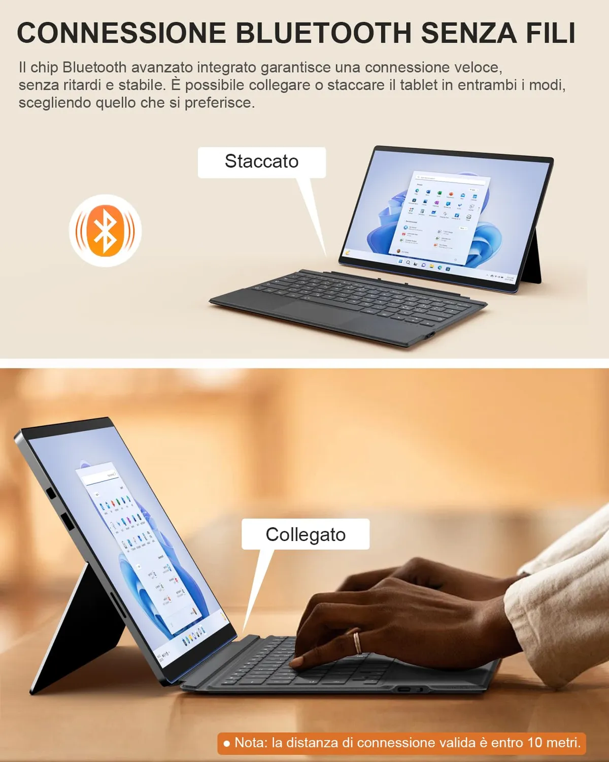 MoKo Surface Pro 7/6/5/4/3 tastiera italiana bluetooth grigio