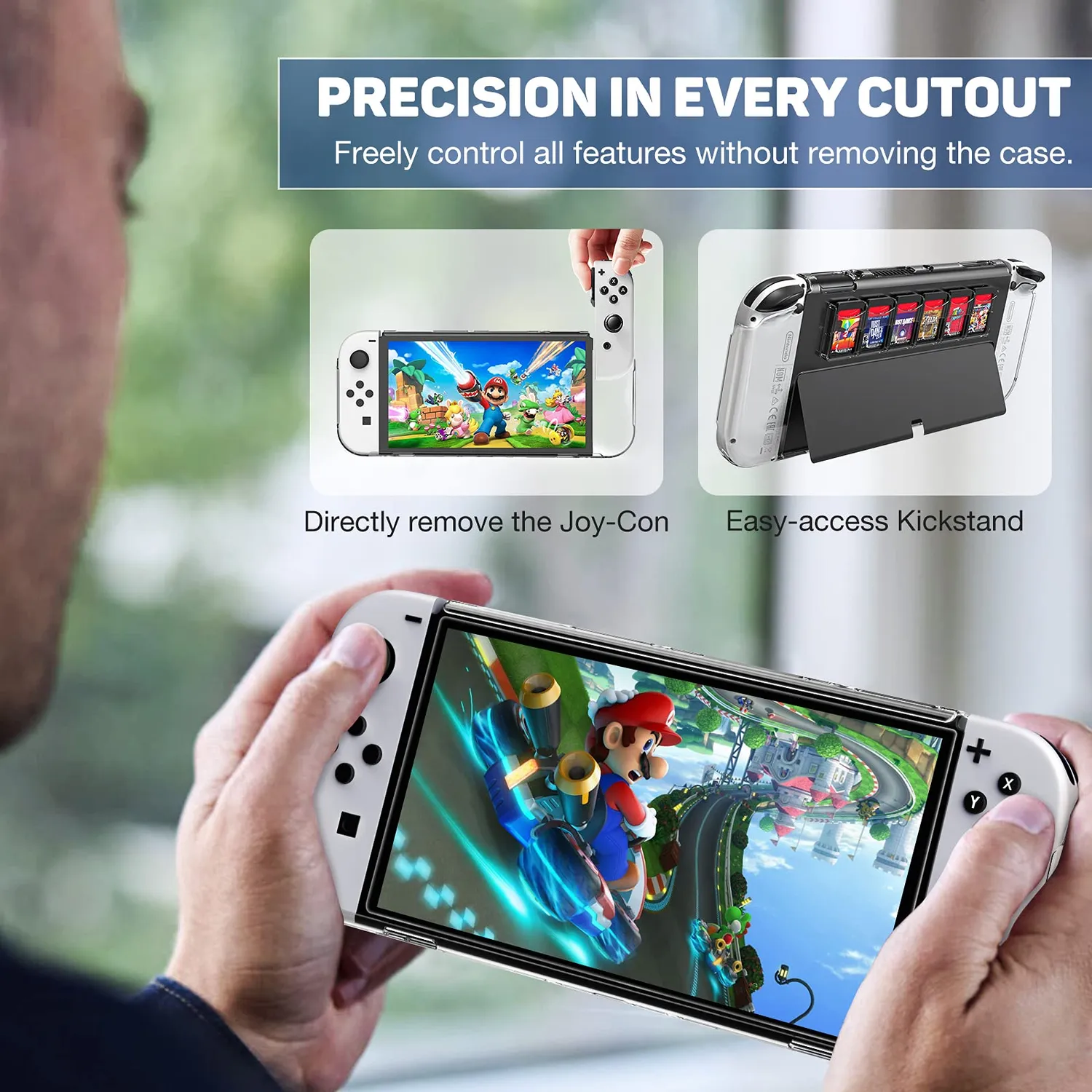 MoKo Switch OLED cover trasparente blu kit 9 pezzi