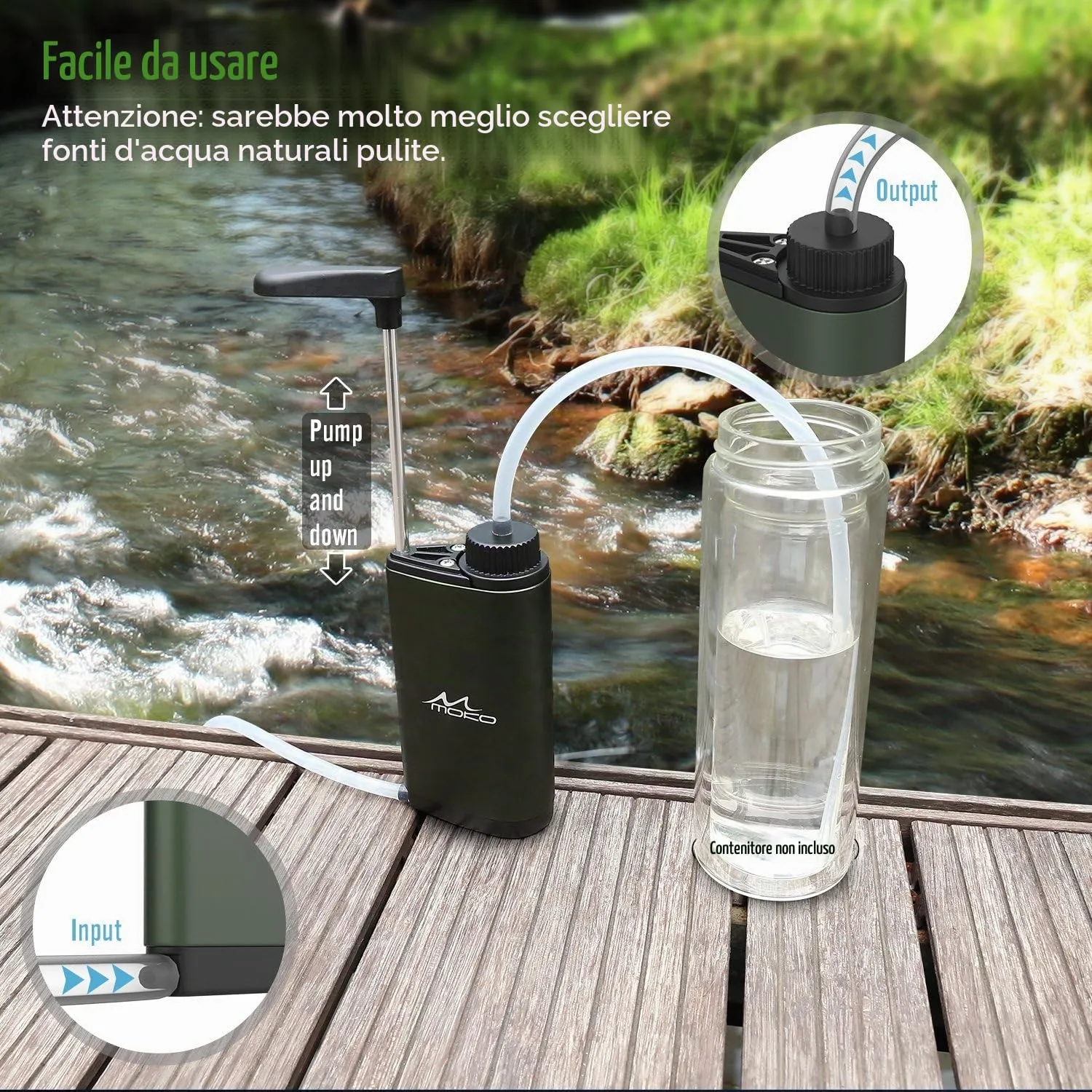 MoKo Filtro Acqua Portatile Pompa Campeggio 600 ml/min