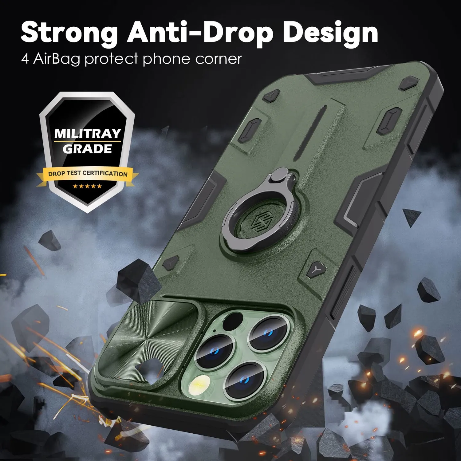 CloudValley Cover iPhone 13 Pro Max con Anello Nero