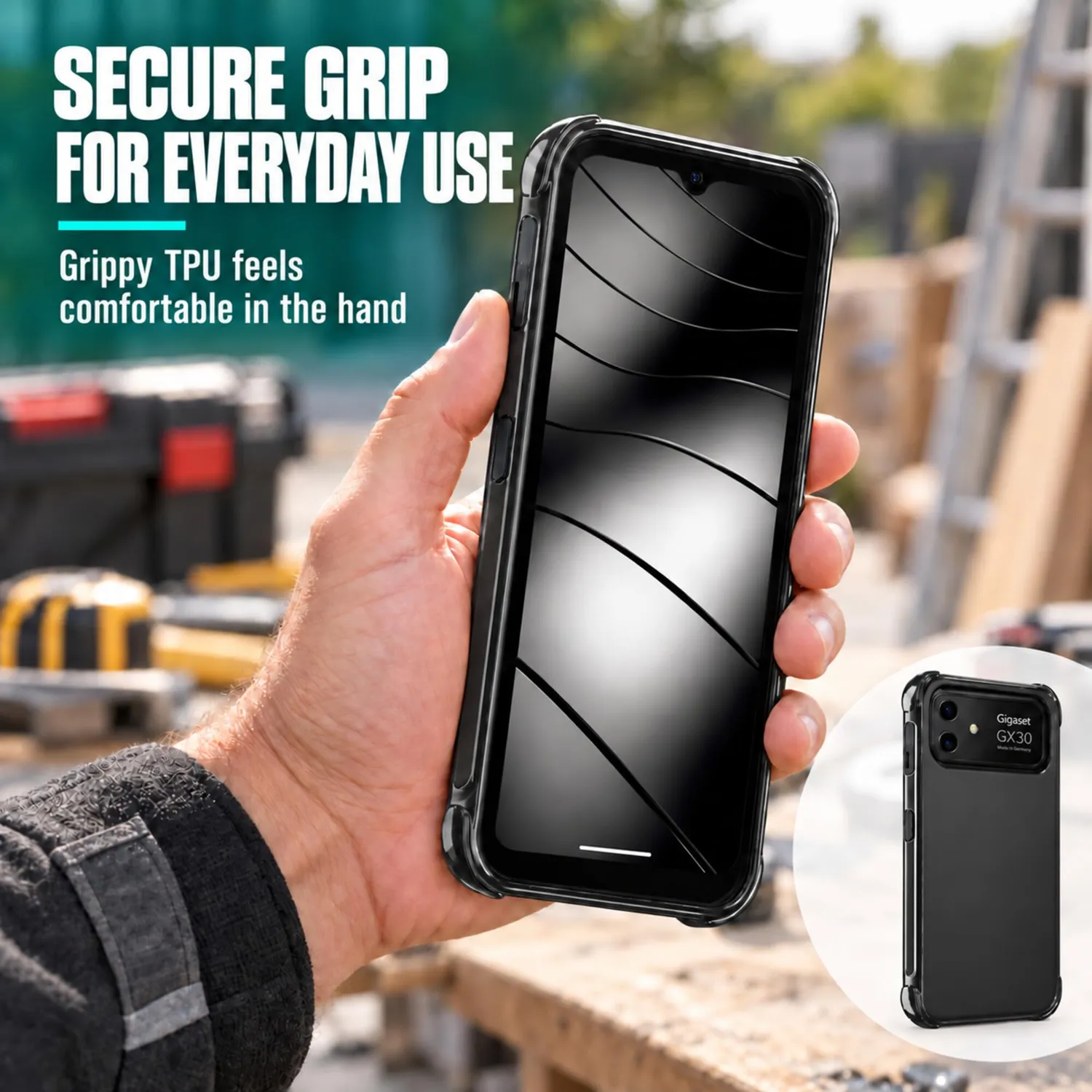 caseroxx TPU custodia Gigaset GX30 nero antiurto