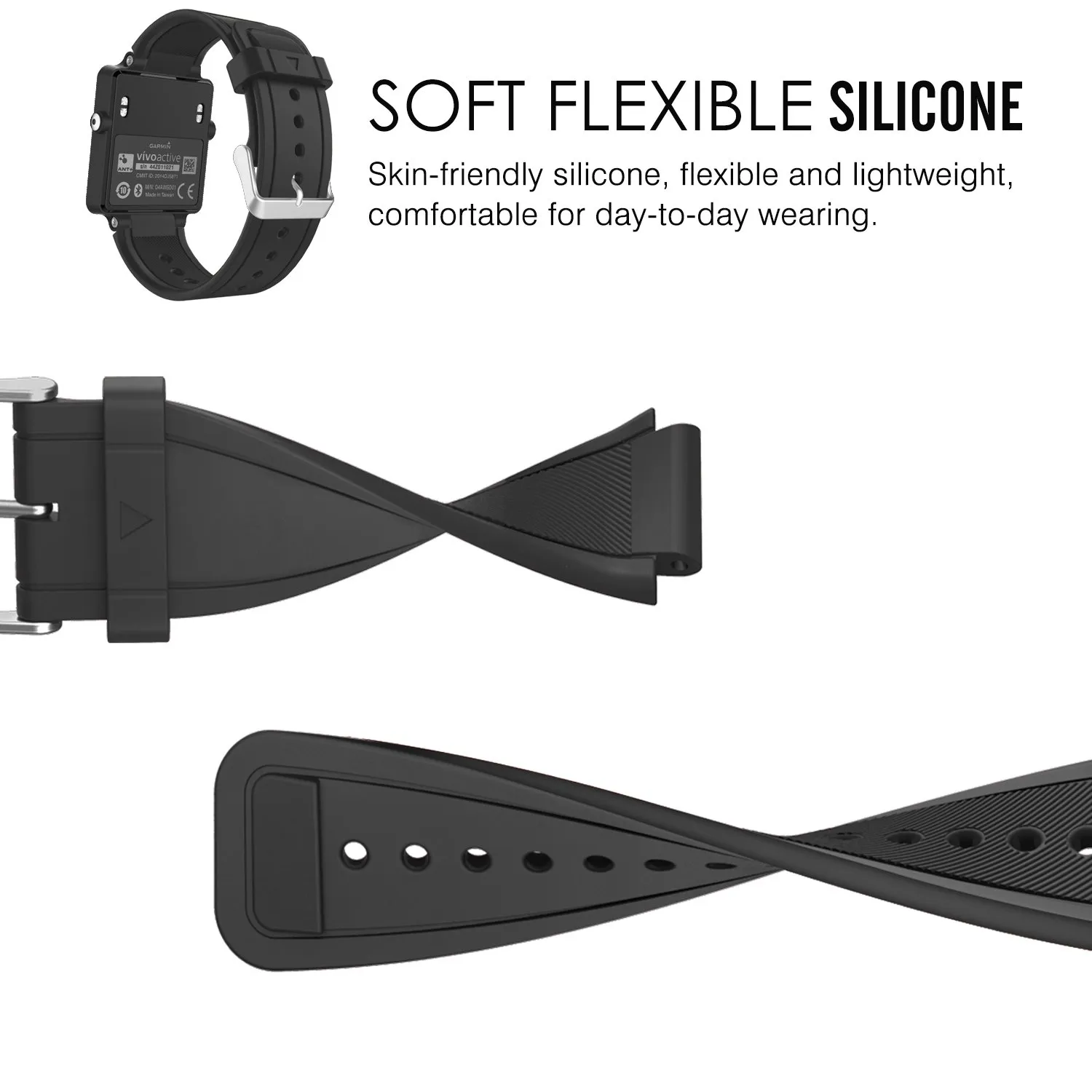 MoKo Garmin Vivoactive Cinturino Silicone Nero Resistente