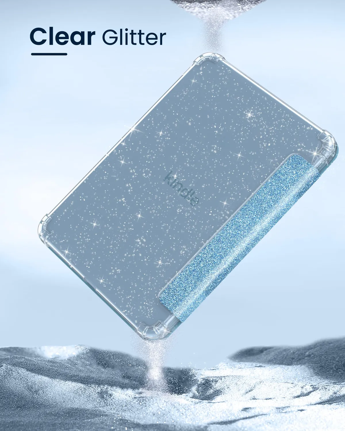 MoKo Custodia Kindle 12a Gen 6" Glitter Blu Chiaro TPU