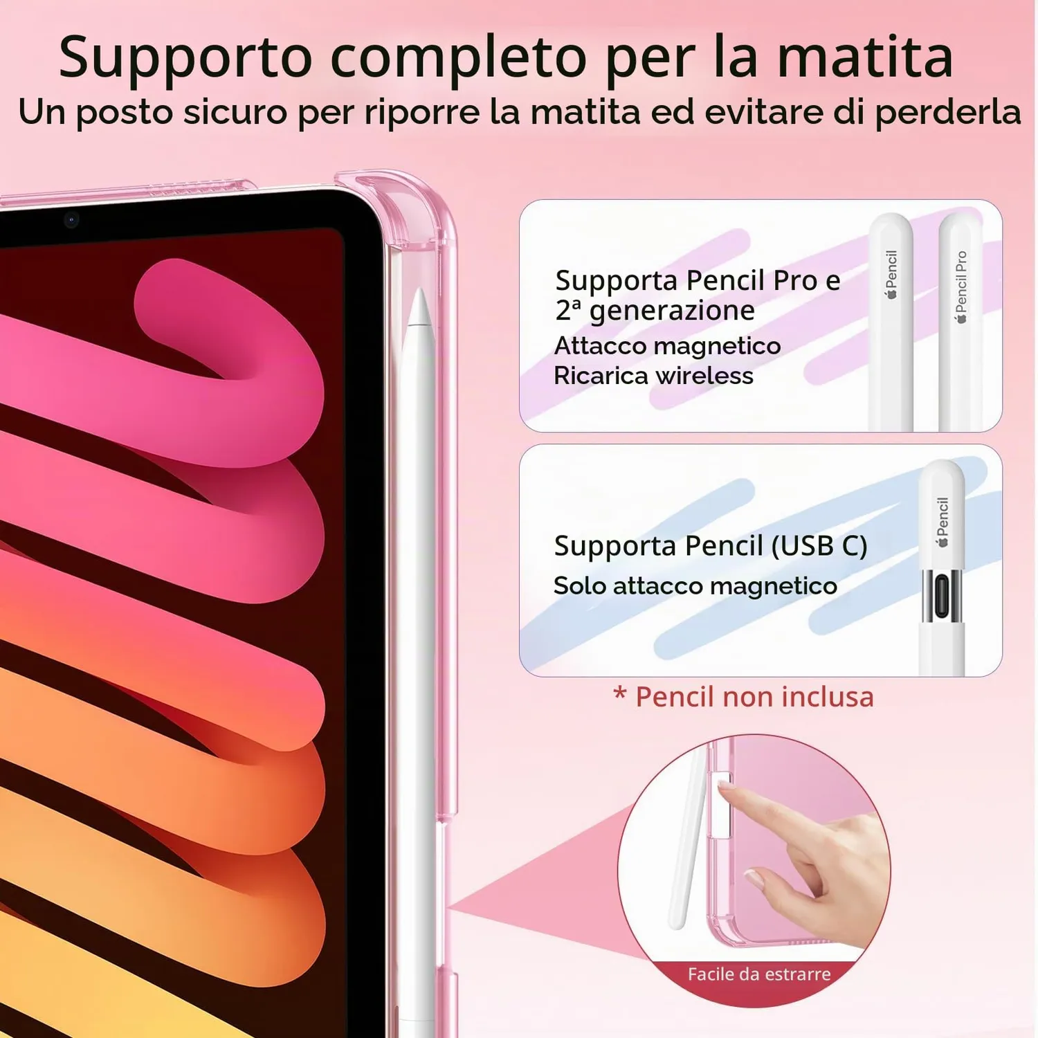 MoKo Cover iPad Mini 7/6 8,3" Rosa con Porta Pencil