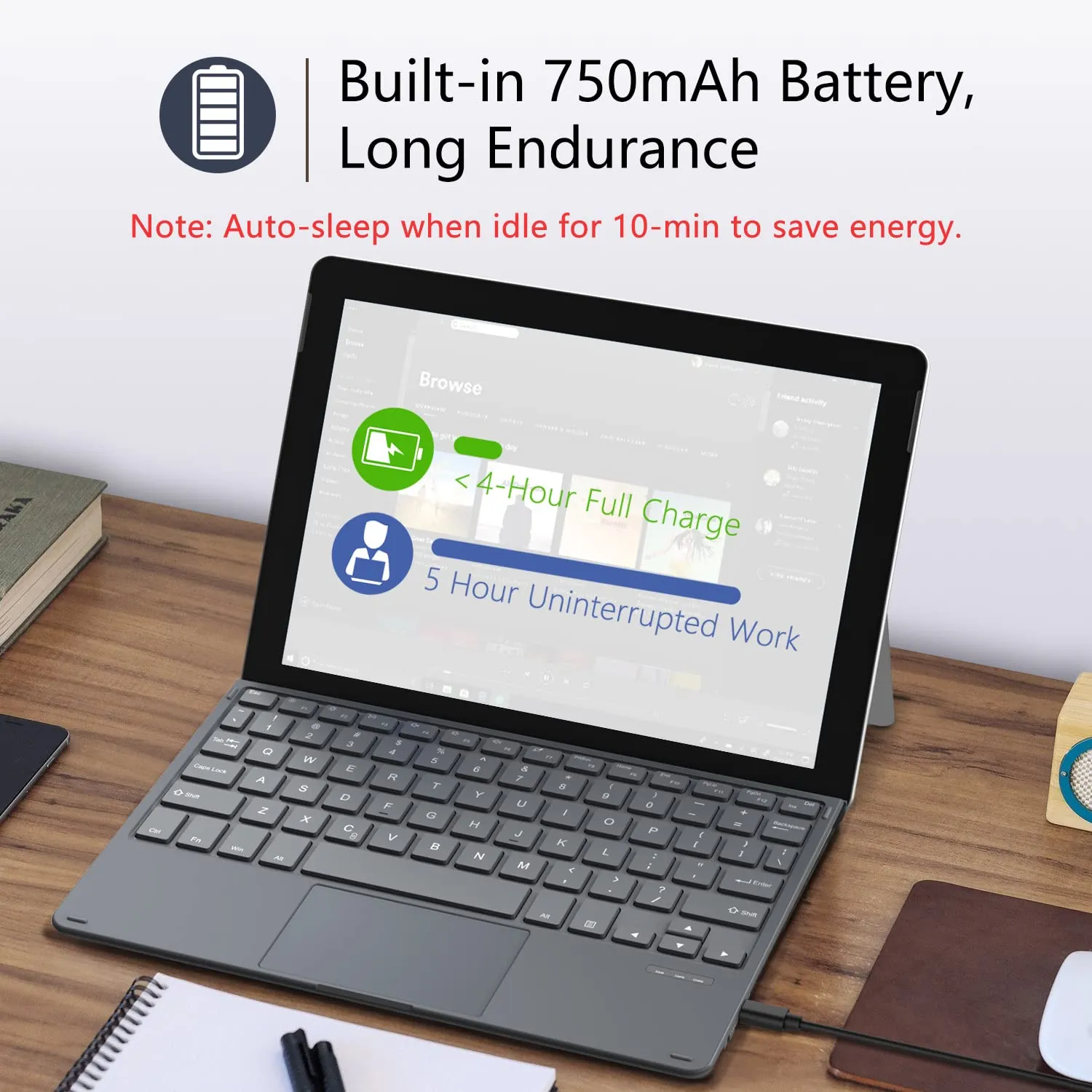 MoKo Surface Go Tastiera Bluetooth Grigia QWERTY inglese