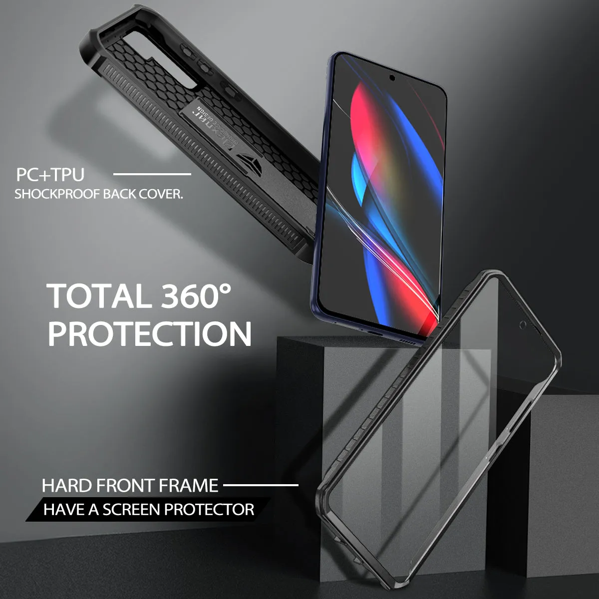 Dexnor per Galaxy S21 FE Custodia Nera corazzata stand