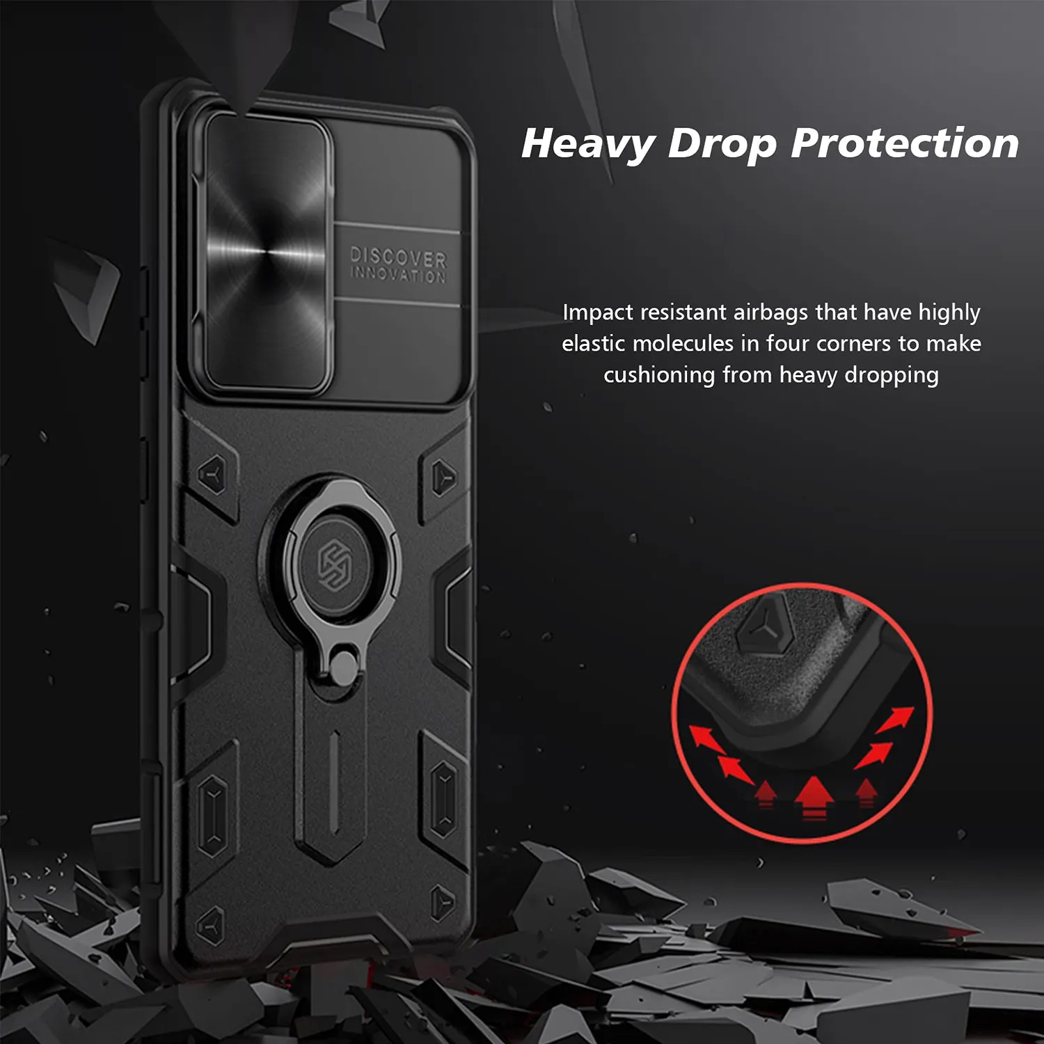CloudValley Galaxy S21 Ultra Cover Nera Anello Antishock