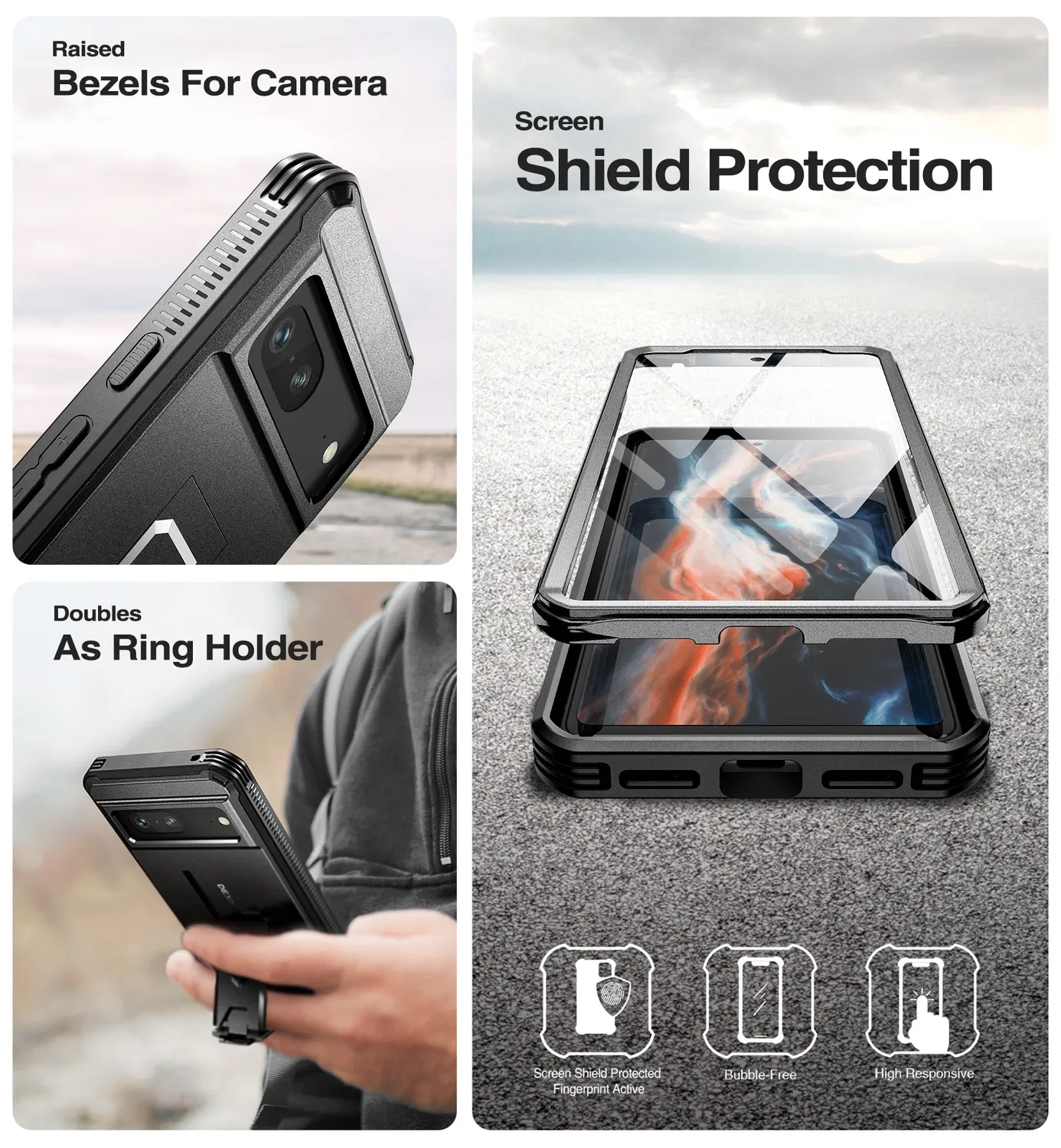 Dexnor Cover Google Pixel 7 Nera Full-Body con Stand