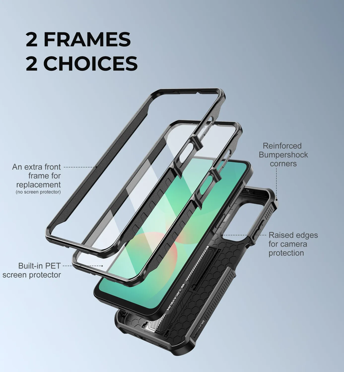 Dexnor Galaxy A26 5G cover verde antiurto 2 pellicole
