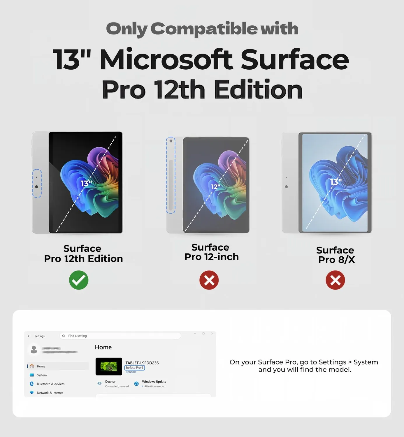 Dexnor Surface Pro 12th Business 13 2026 Custodia Nera